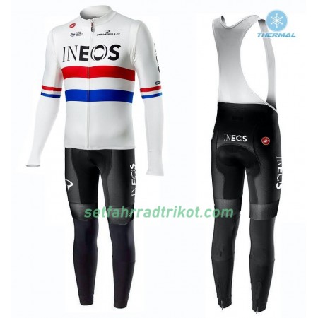 Radbekleidung Radtrikot Langarm + Lang Trägerhose 2019 TEAM INEOS Winter Thermal Fleece N001